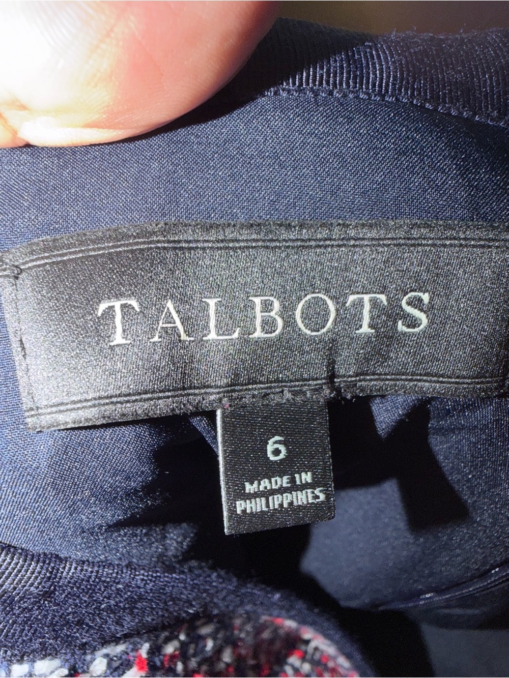 Talbots Navy Tweed Pencil Skirt with Red & White Accents - Picture 3 of 3